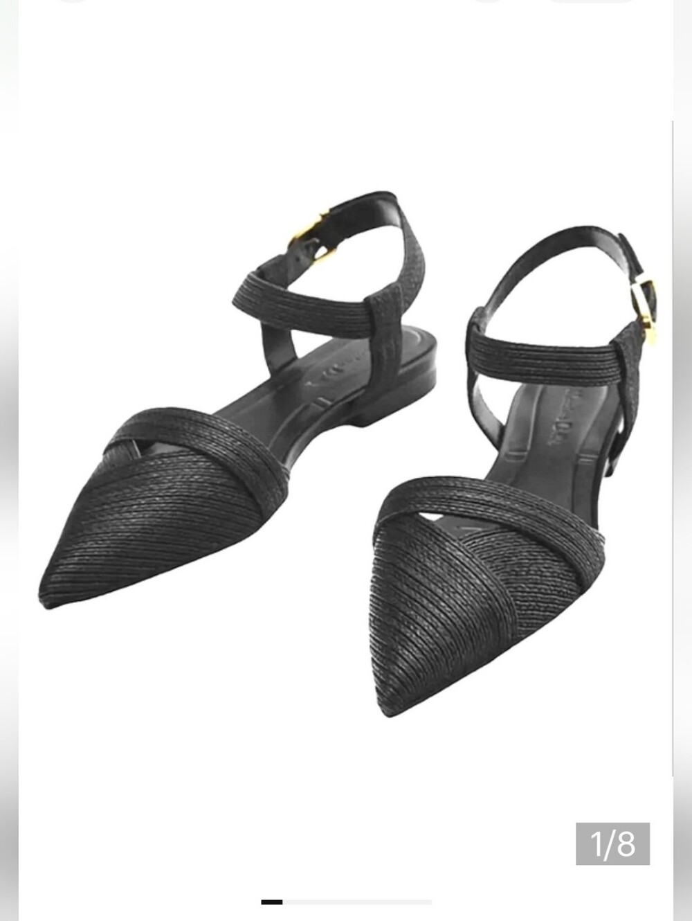 NEW Massimo Duttti Black Ankle Strap Mules Flatd